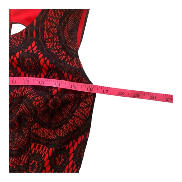 Enfocus Studio Red and Black Lace A-line Dress Sleeveless Mini Size 6 - Picture 7 of 11